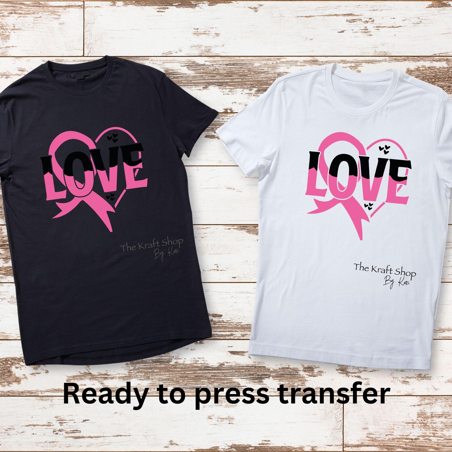 DTF ready to press transfer Love heart for Breast Cancer shirt transfer, DTF Print#11552