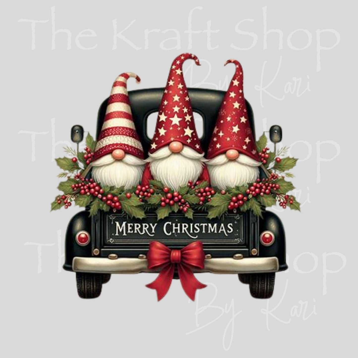 UV DTF Sticker prints. Merry Christmas gnome truck decal, permanent sticker. #7449