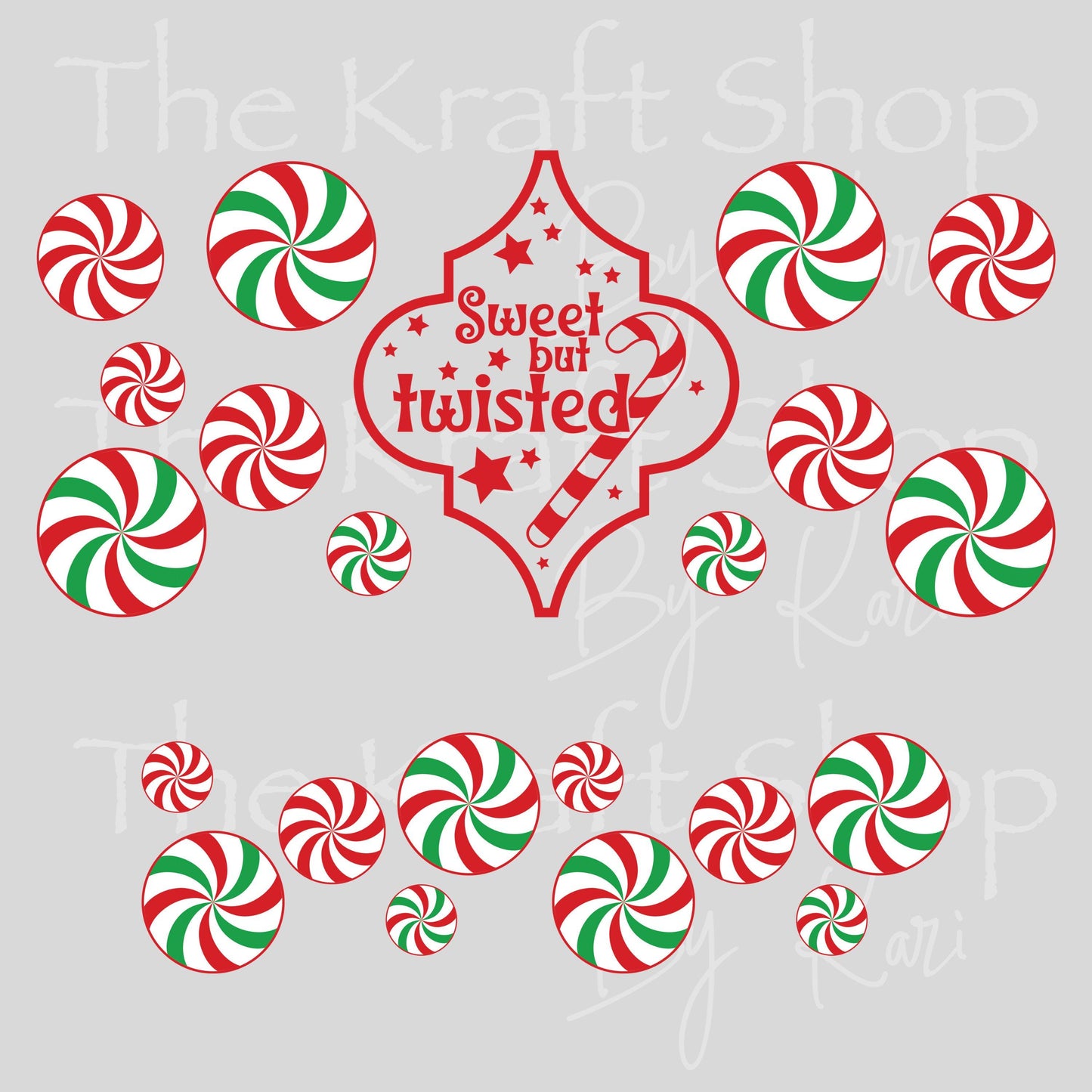 UV DTF 40 oz ready to apply Sweet but twisted Christmas wrap with mint candy. Permanent sticker. UV wrap quencher #3174