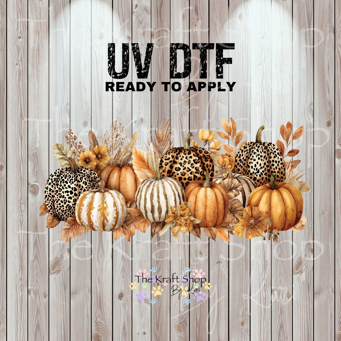 UV DTF Sticker print. Boho Pumpkin Wrap Hello Fall cheetah element decals tumbler decal. Glass can wrap. #5457