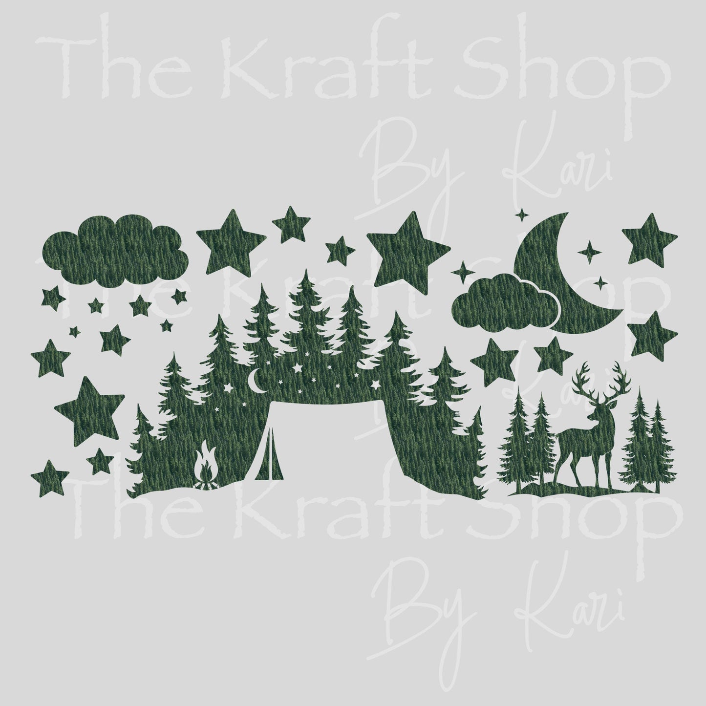 UV DTF Sticker print. Night Camp wrap or element decals tumbler decal. Glass can wrap. #5424