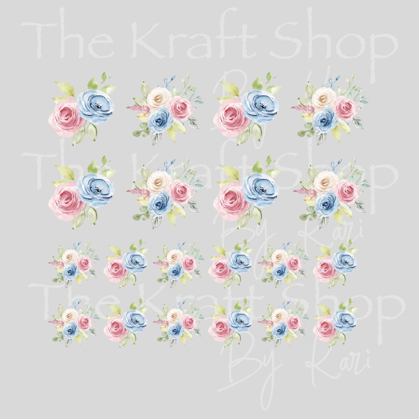 UV DTF Sticker prints. Pink blue flower watercolor element sheet bundle decal, permanent sticker. UV wrap for tumbler. #10350