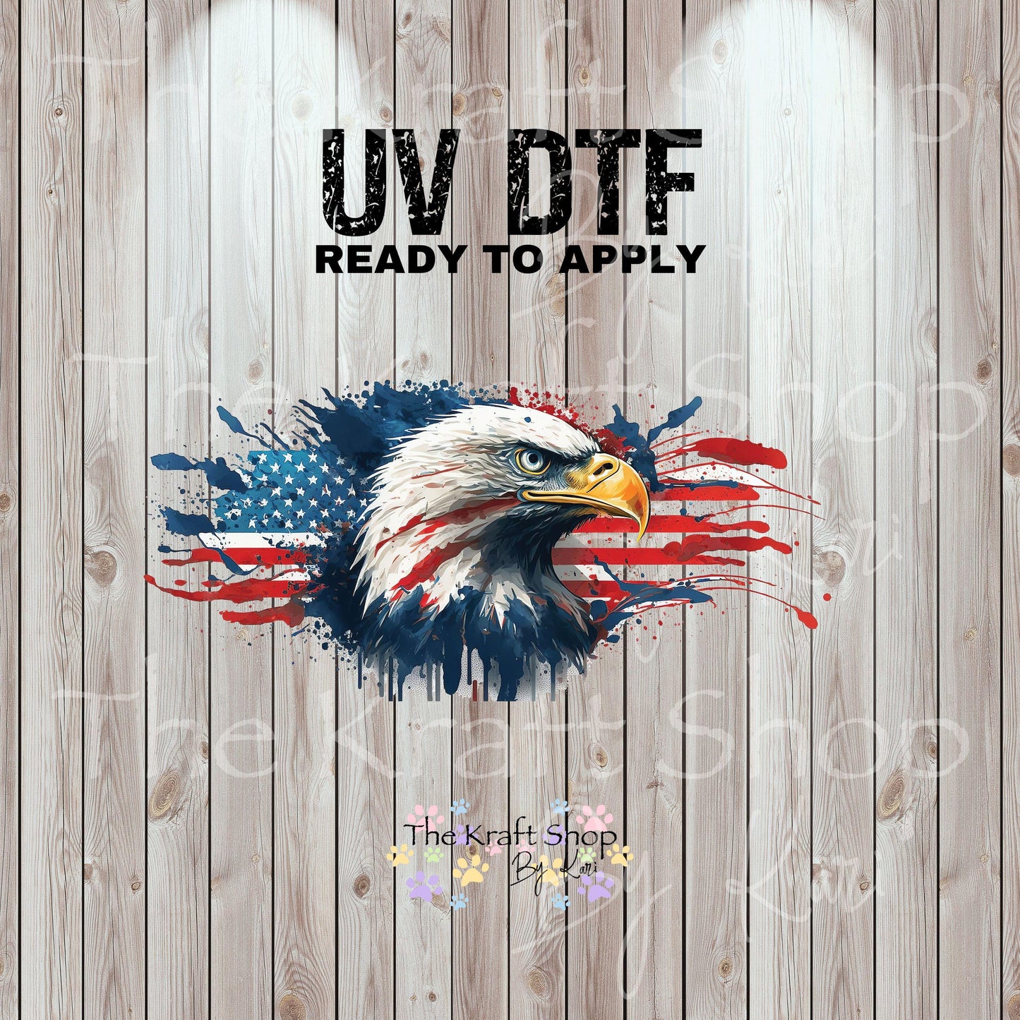 UV DTF Sticker print. Eagle Flag Patriotic Wrap decals tumbler decal. Glass can wrap. #5462