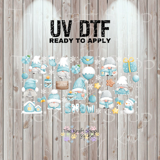 UV DTF Sticker print. Christmas Farmhouse Gnomes Wrap decals tumbler decal. Glass can wrap. #5465