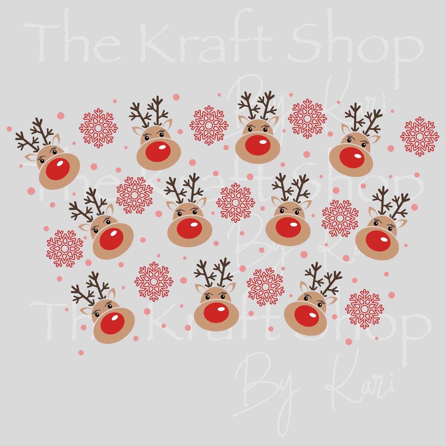 UV DTF Sticker print. Reindeer and snowflakes 24 oz tapered wrap or element sheet of decals for acrylic tumblers #5446