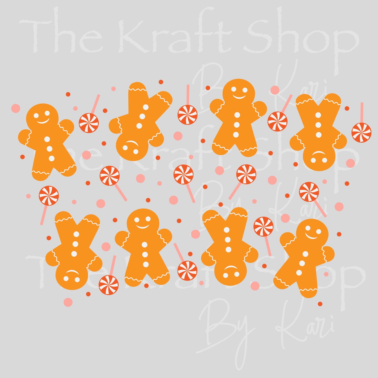 UV DTF Sticker print. Gingerbread and lollipops 24 oz tapered wrap or element sheet of decals for acrylic tumblers #5450