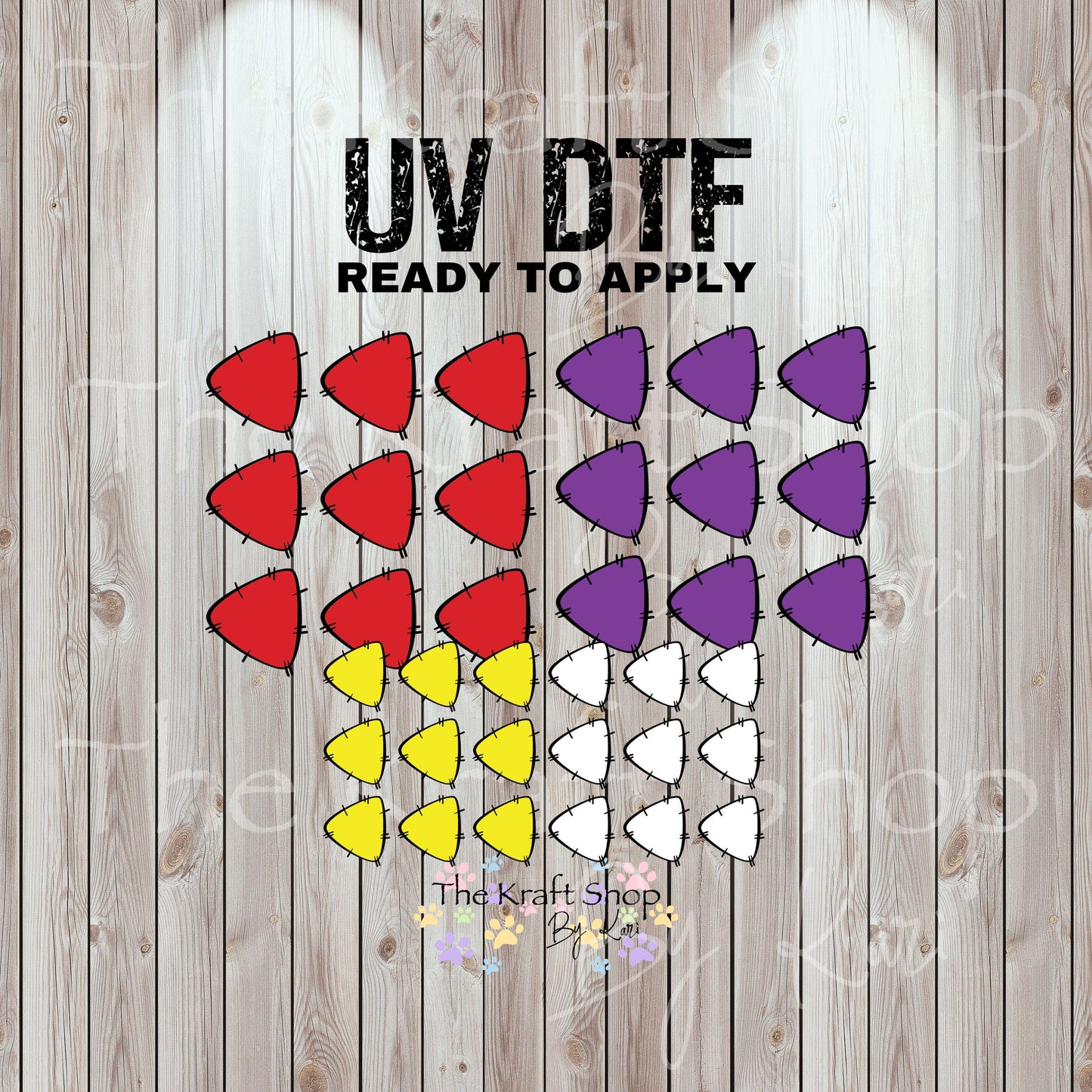 UV DTF Sticker print Patchwork Triangles Element sheet, tumbler decal, permanent sticker. #10340