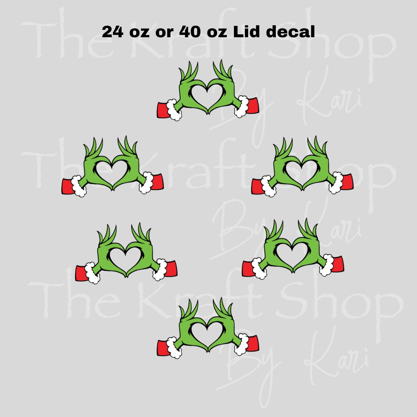 UV DTF Sticker print. Hand heart Grinmas top decal for 24 oz or 40 oz tumbler, tumbler decal, permanent sticker. #10344