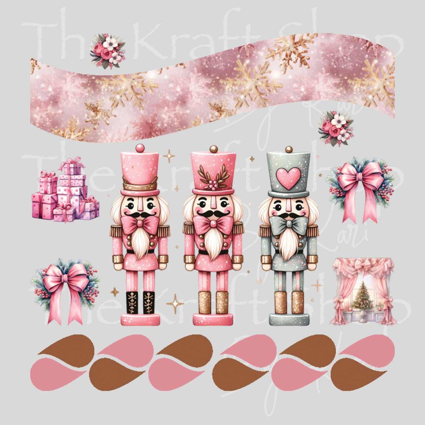 UV DTF Sticker print Pink Nutcracker mixed media Element sheet 8x8 decal #7471