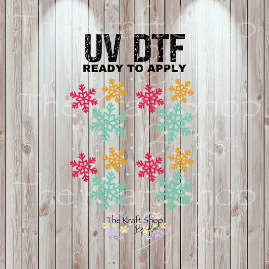 UV DTF Sticker print Colorful Snowflake Element sheet 8x8 decal #7474