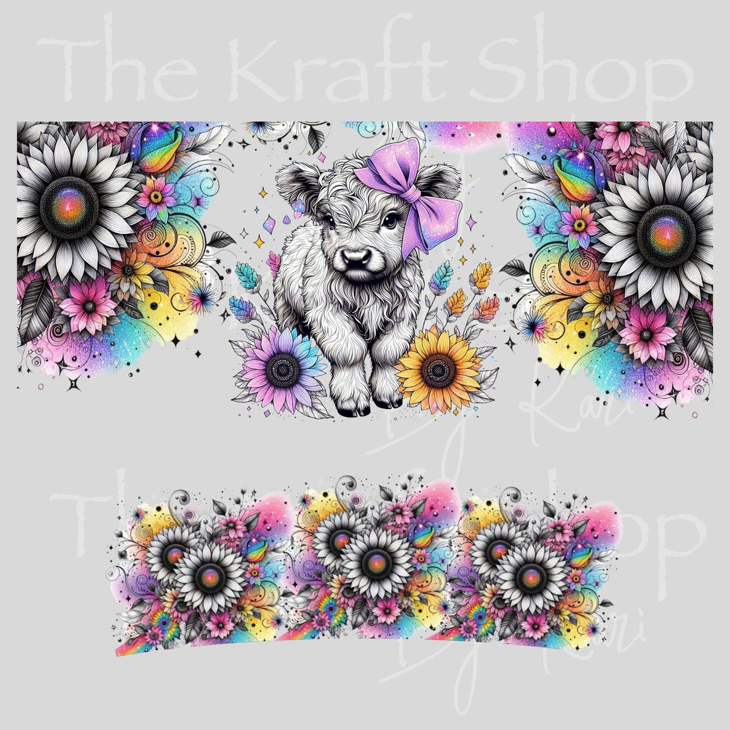 UV DTF 40 oz ready to apply Watercolor heifer cow wrap UV wrap quencher #3198