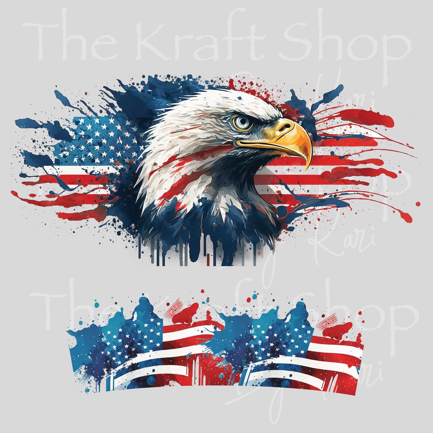 UV DTF 40 oz ready to apply Eagle flag patriotic wrap UV wrap quencher #3199