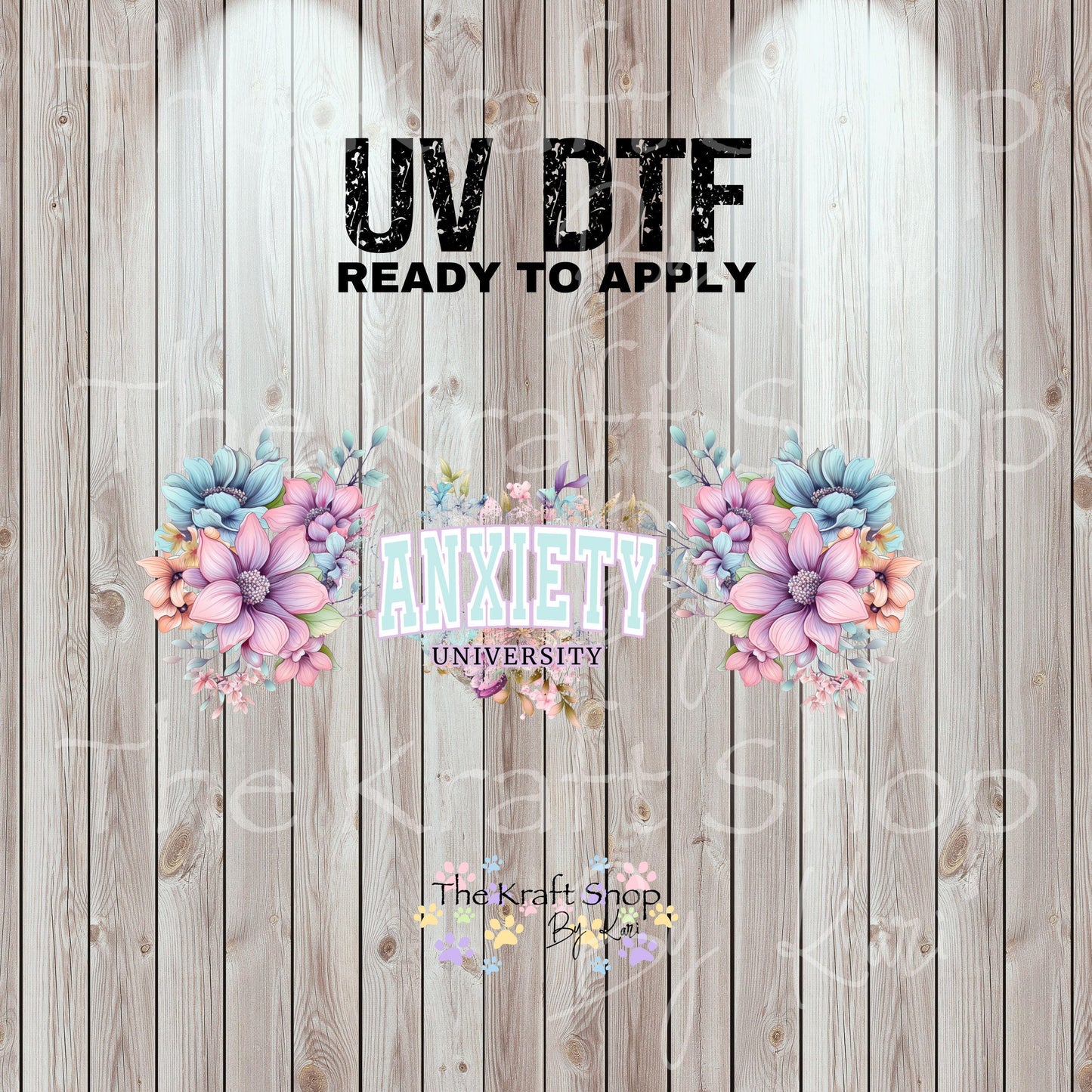 UV DTF Sticker print. Pastel Anxiety University decals tumbler decal. Glass can wrap. #5461