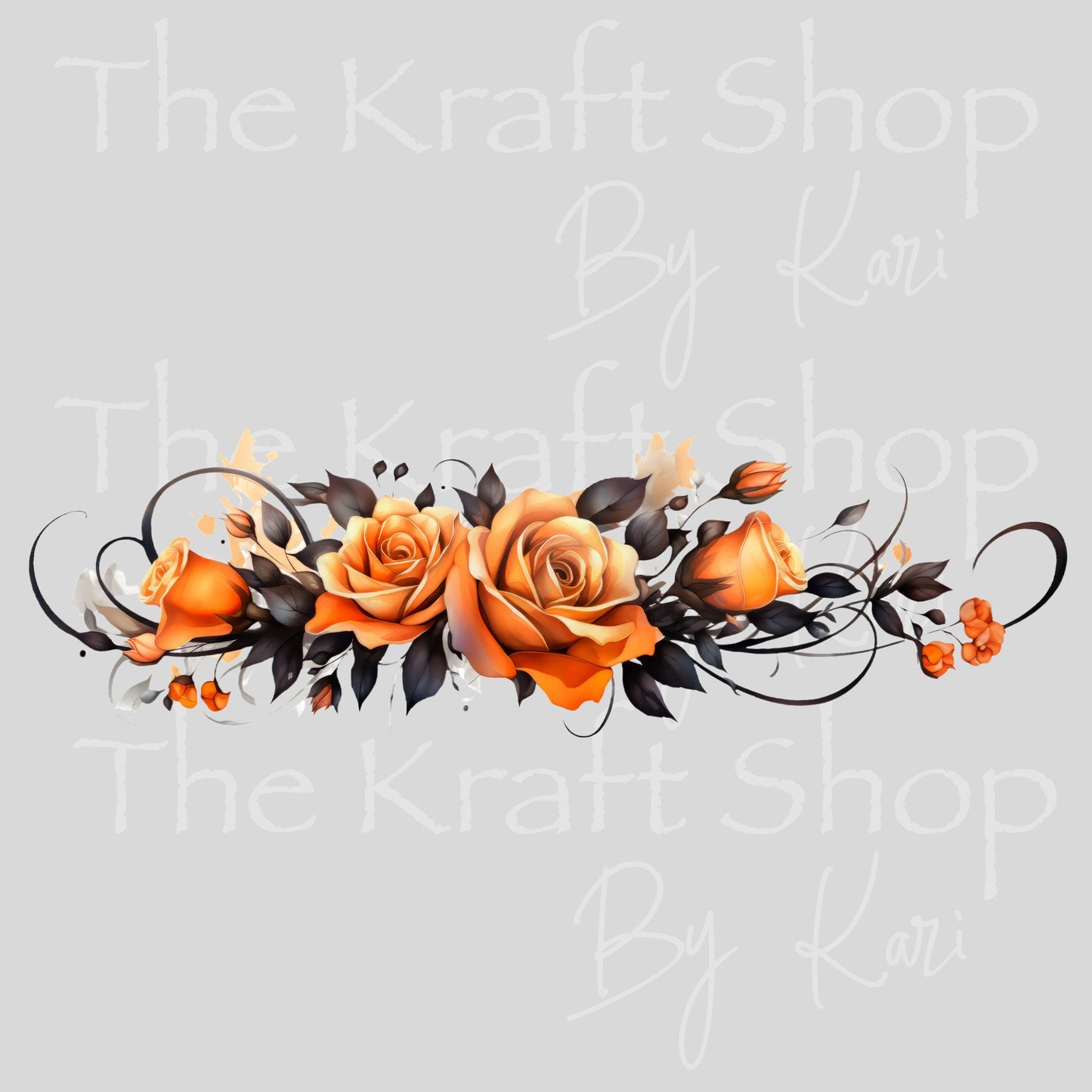 UV DTF Sticker print. Orange flower with black Wrap decals tumbler decal. Glass can wrap. #5463