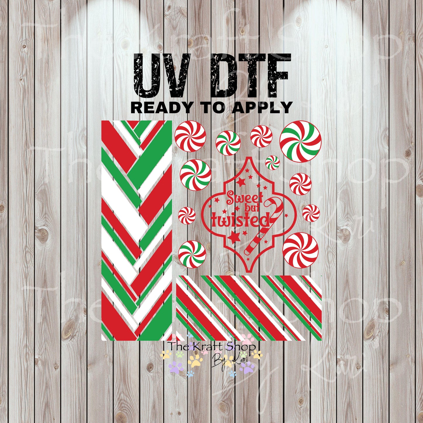 UV DTF Sticker print Sweet but twisted mixed media Christmas bundle of decals Element sheet 10x10 decal #7483
