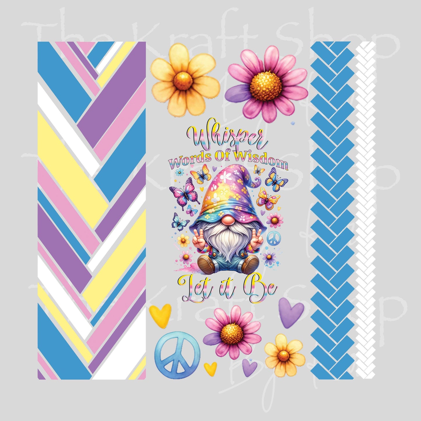 UV DTF Sticker print Whisper words of wisdom gnome mixed media bundle of decals Element sheet 10x10 decal #10355