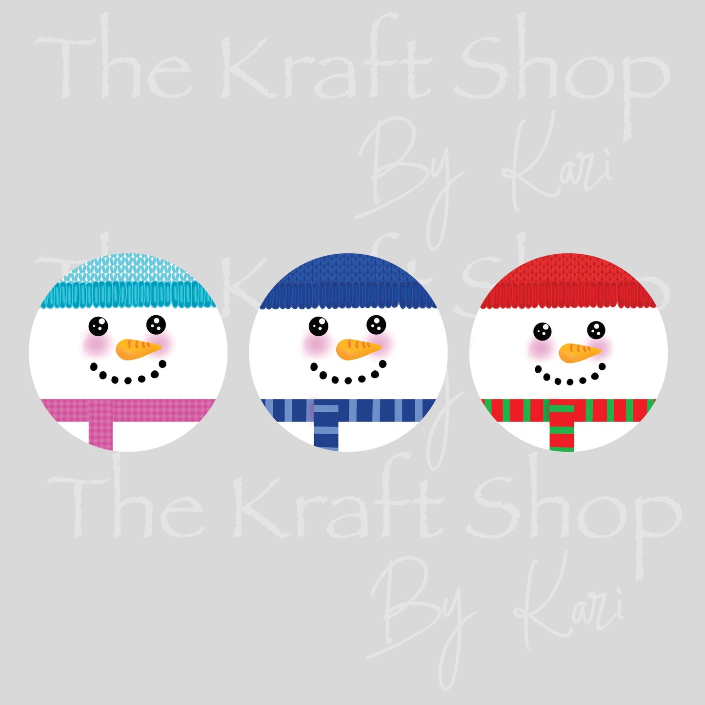 UV DTF Sticker print Cute Christmas Snowman face with scarf 3pk round Ornament decals, tumbler decal, permanent sticker.#7509