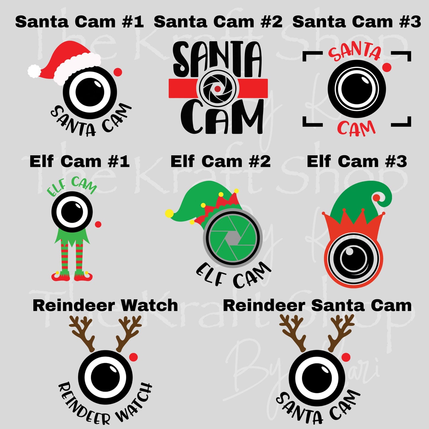 UV DTF Sticker print Santa Cam, Elf Cam and Reindeer Cam Christmas decal, tumbler decal, permanent sticker. #7484