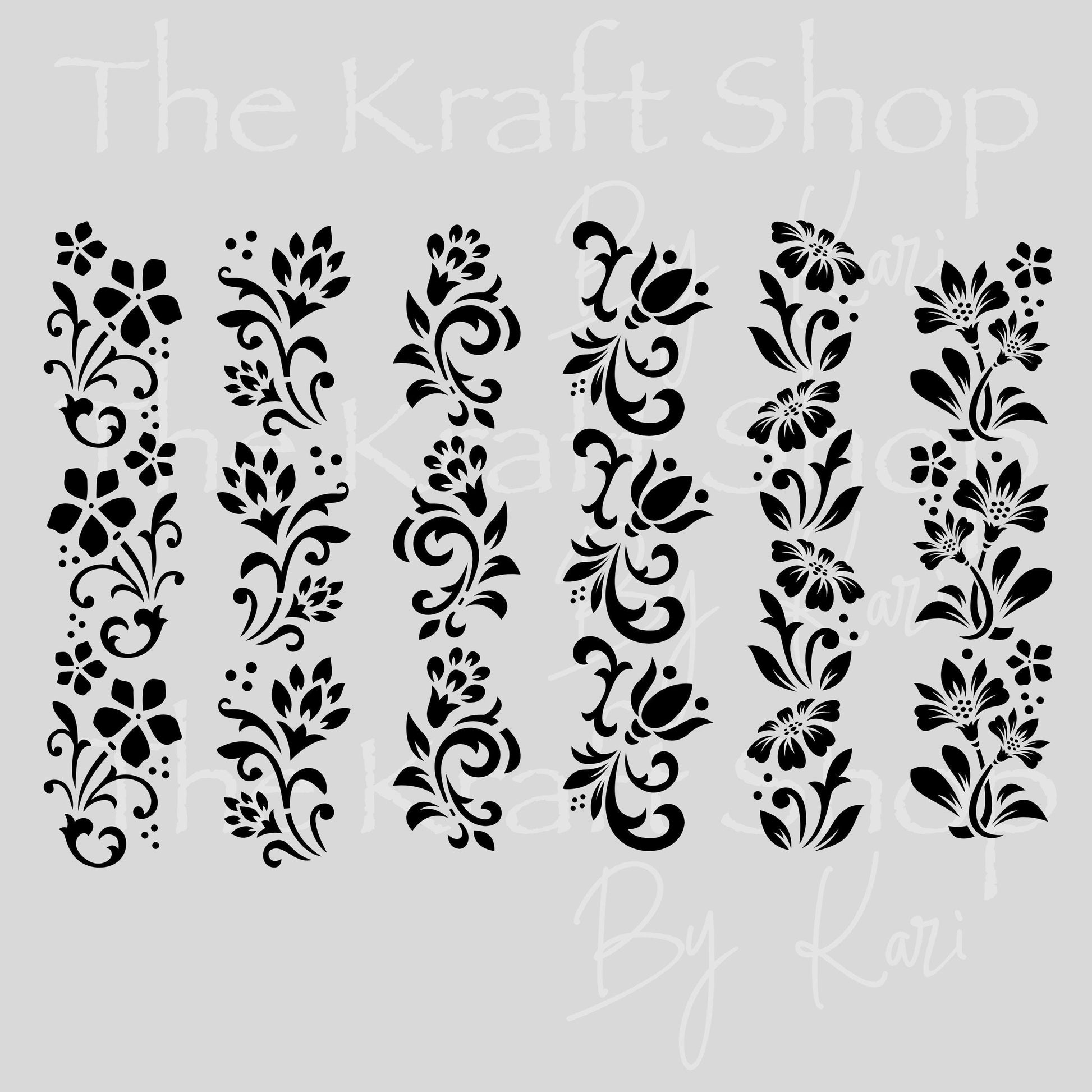 UV DTF Sticker print Floral Strips of Tooled Leather Variety pack of mixed media bundle of decals Element sheet 10x10 decal #10356