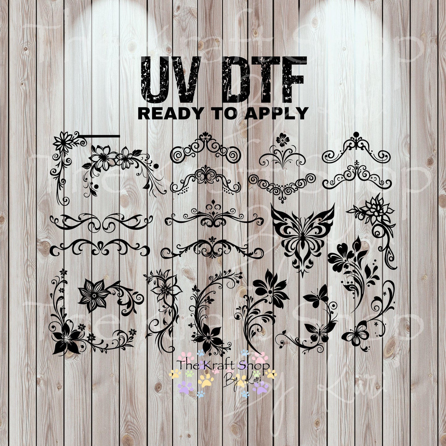 UV DTF Sticker print Flourish bundle of Tooled Leather Variety pack of mixed media bundle of decals Element sheet 12x8 decal #10357