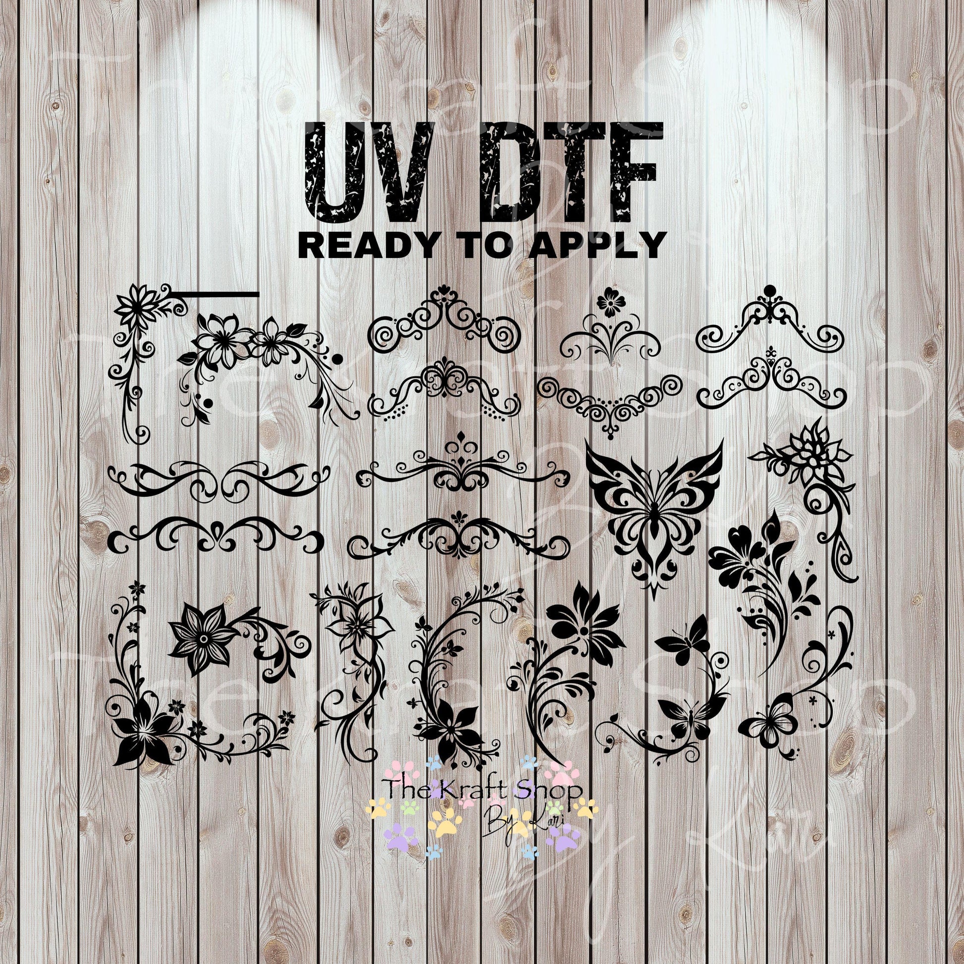 UV DTF Sticker print Flourish bundle of Tooled Leather Variety pack of mixed media bundle of decals Element sheet 12x8 decal #10357