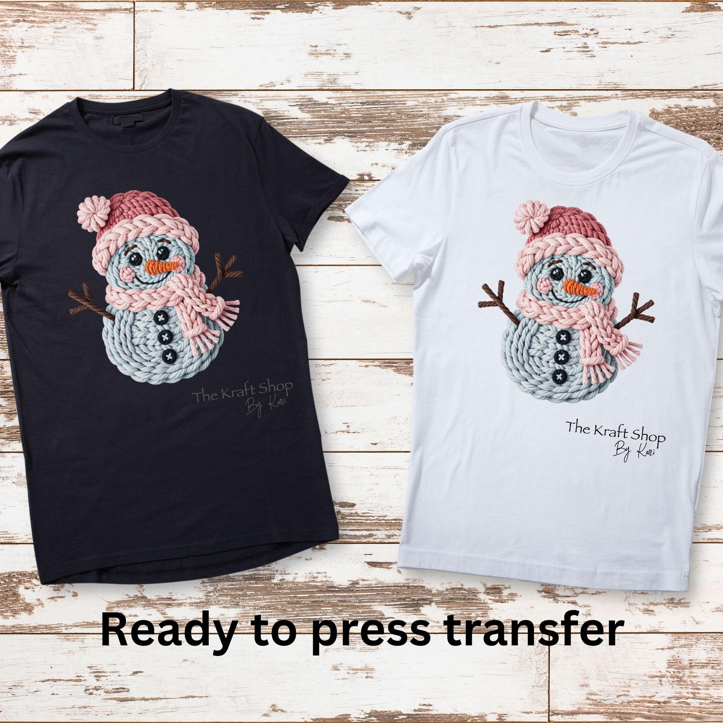 DTF ready to press transfer Yarn snowman crochet look shirt decal DTF Print #11582