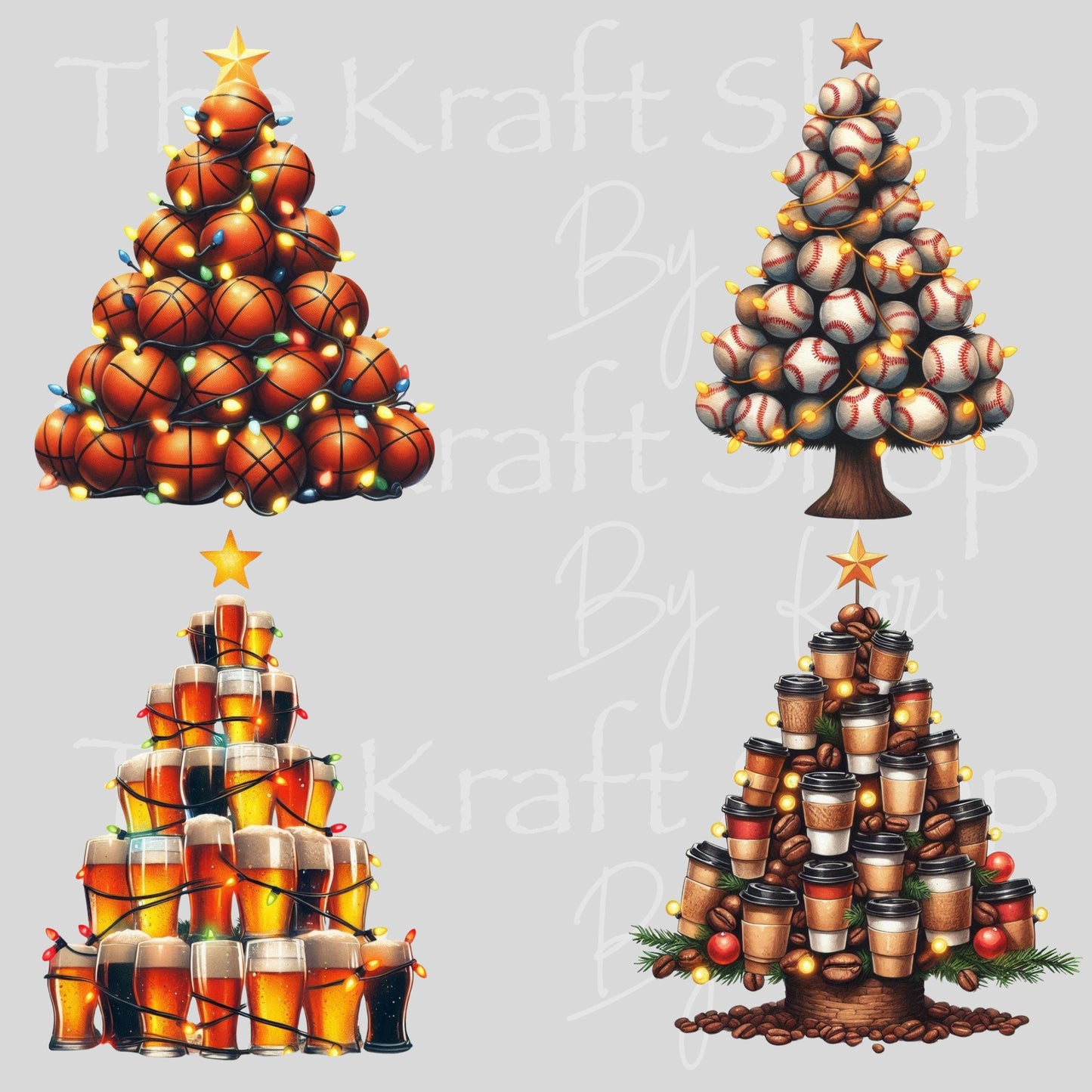 UV DTF Sticker prints. Sports Christmas trees, Music tree sewing tree decal, permanent sticker. #7524