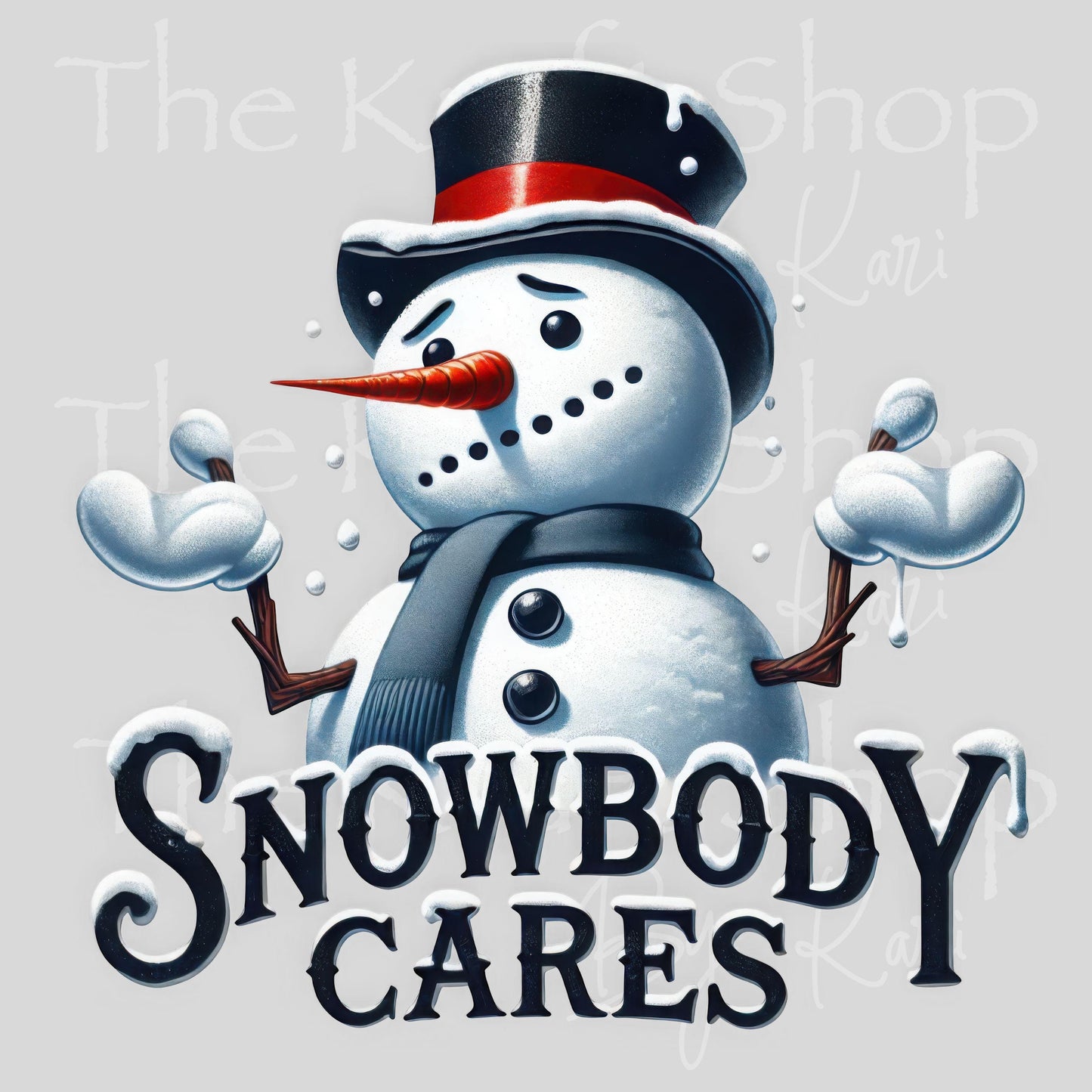 UV DTF Sticker prints. Snowbody cares sarcastic snowman decal, permanent sticker. #7551