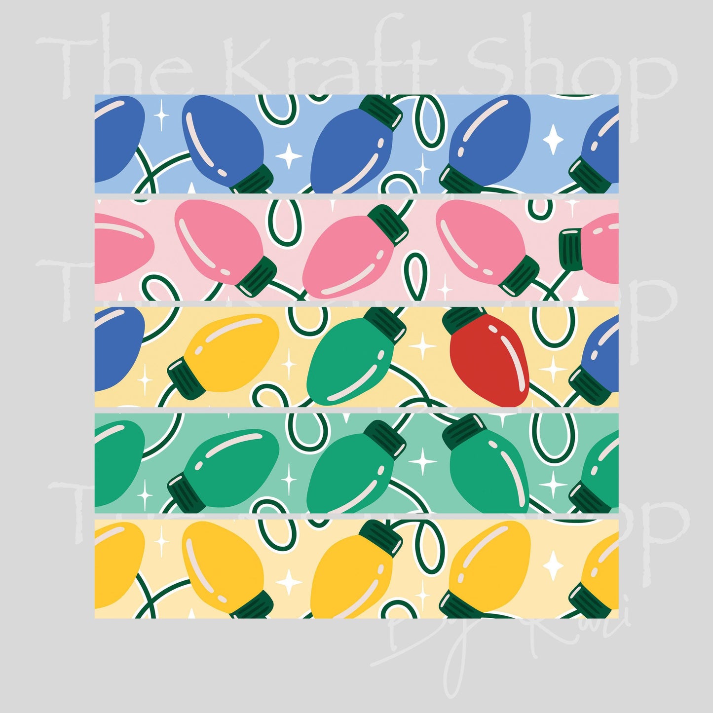 UV DTF Sticker print Christmas light strands bands mixed media bundle of band decals Element sheet 10x10 decal #7534