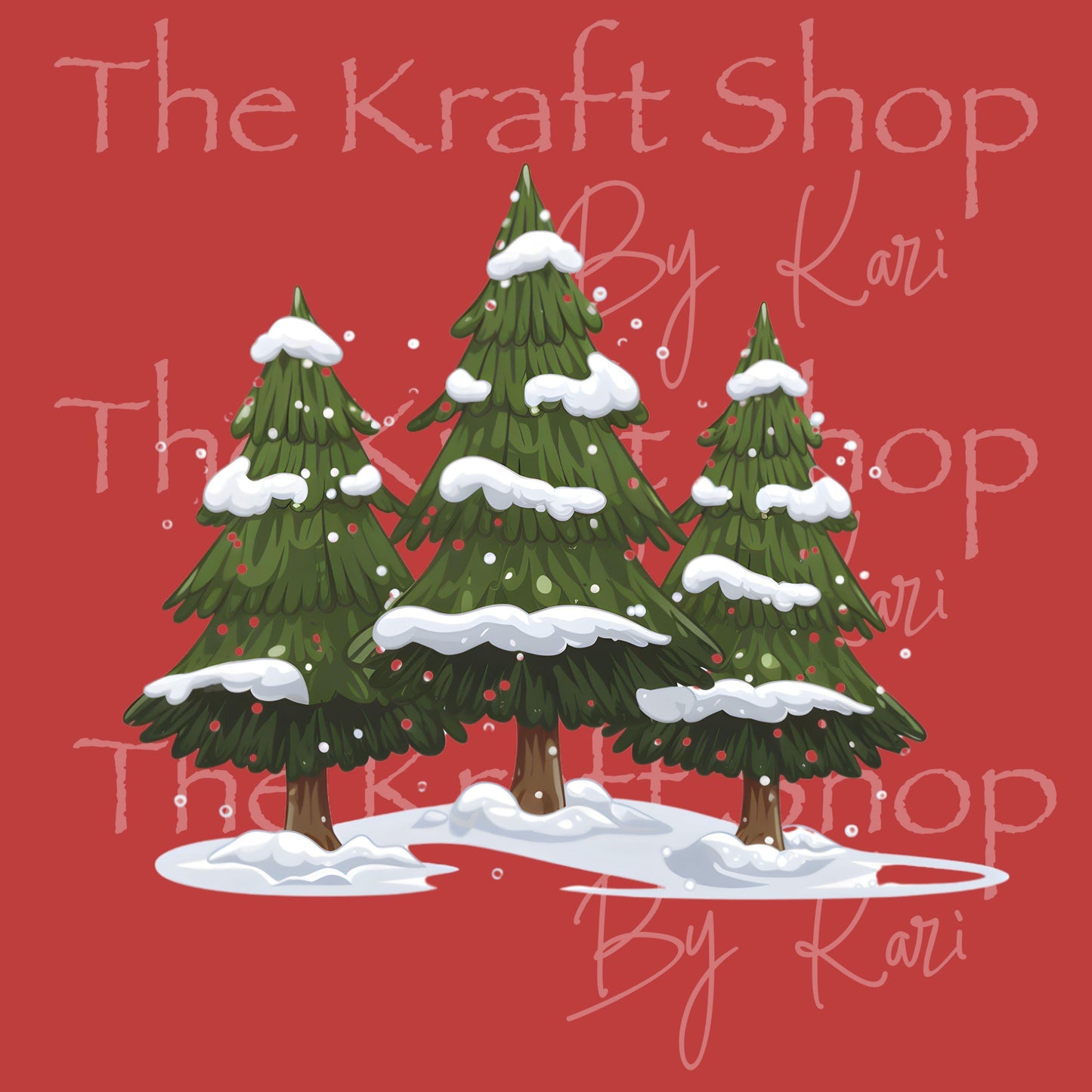 UV DTF Sticker print Snowy trees Christmas decal #7535