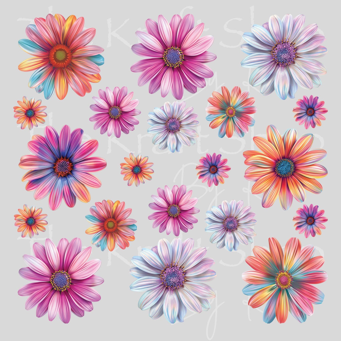 UV DTF Sticker print Pastel Daisy Element sheet Mixed Media decal #10376