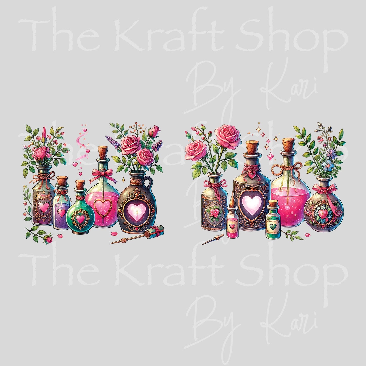 UV DTF Sticker print Love Potion Valentine's Day 2 pk decals, tumbler decal, permanent sticker. #7599