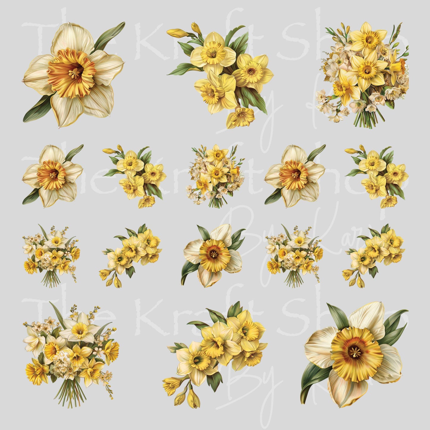 UV DTF Sticker print Daffodil Element sheet Mixed Media decal #10362