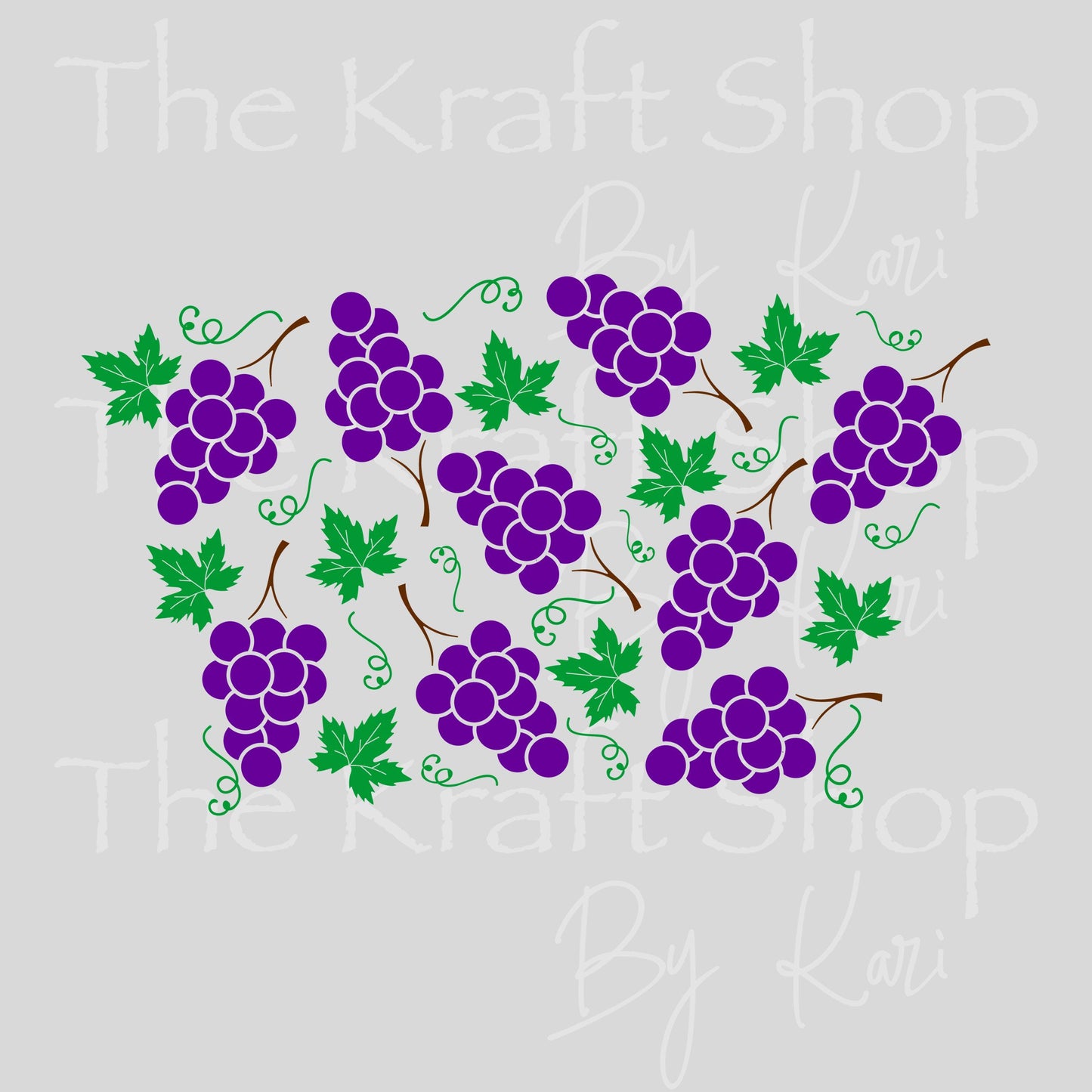 UV DTF Sticker print. Grape vine 24 oz tapered wrap or element sheet of decals for acrylic tumblers #5485