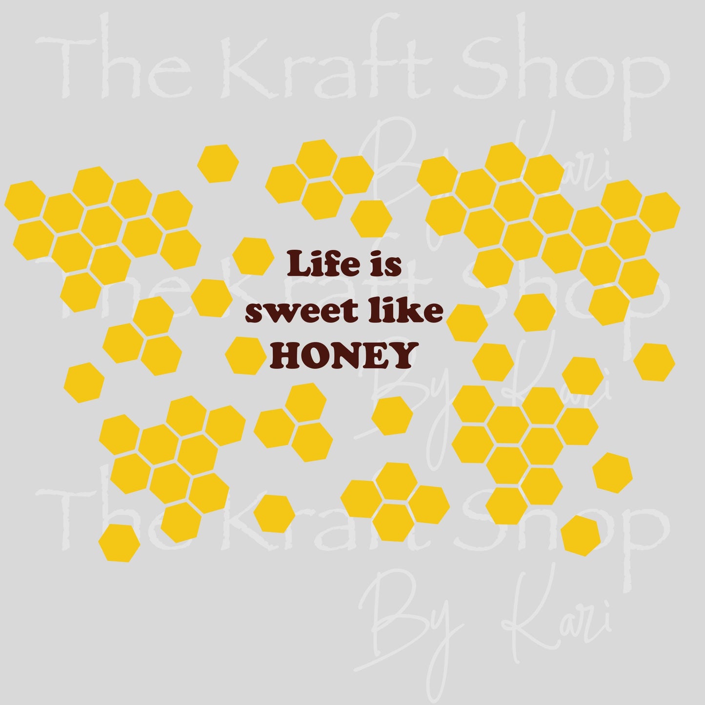 UV DTF Sticker print. Life Is Sweet Like Honey 24 oz tapered wrap or element sheet of decals for acrylic tumblers #5492
