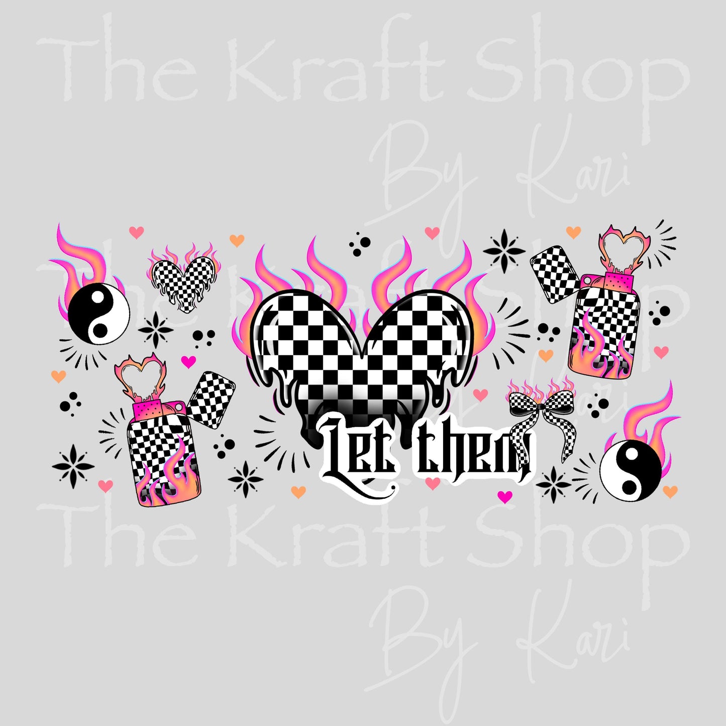 UV DTF Sticker print. Checkered Let them glass can wrap decal, tumbler decal, permanent sticker #5496