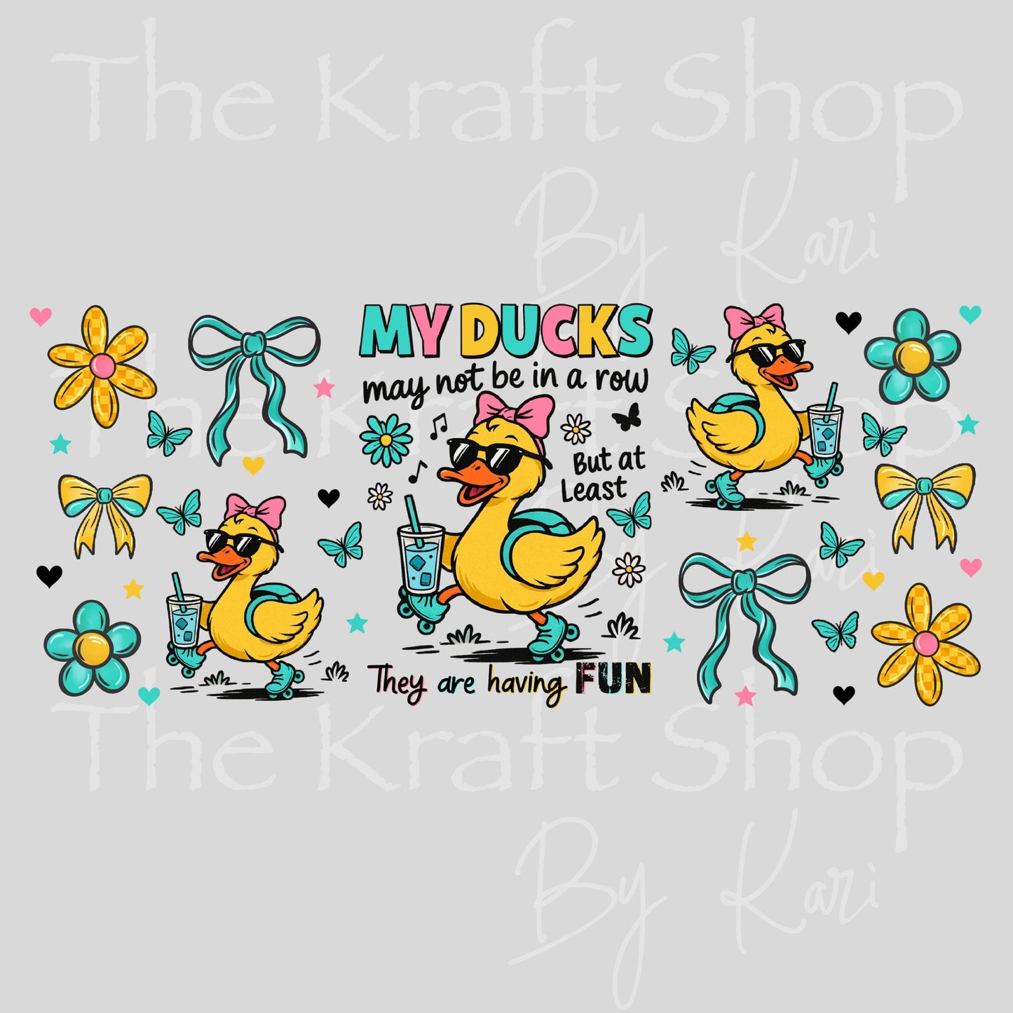 UV DTF Sticker print. My ducks are not in a row glass can wrap decal, tumbler decal, permanent sticker #5497
