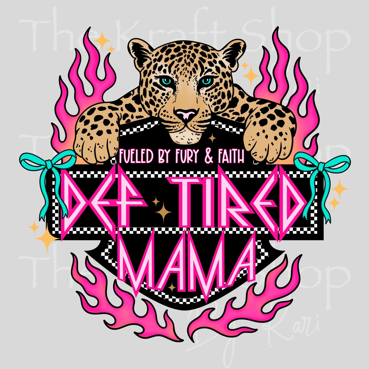 UV DTF Sticker print Def Tired Mama bright colors decal, tumbler decal, permanent sticker. #4600