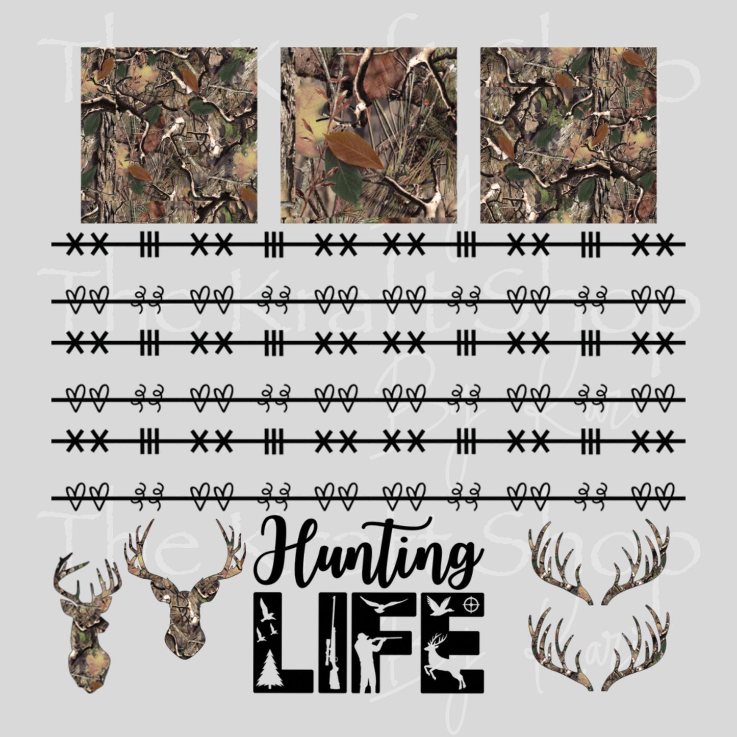 UV DTF Sticker print Patchwork Element Hunting and elements mixed media Element sheet 9x9 decal #10405
