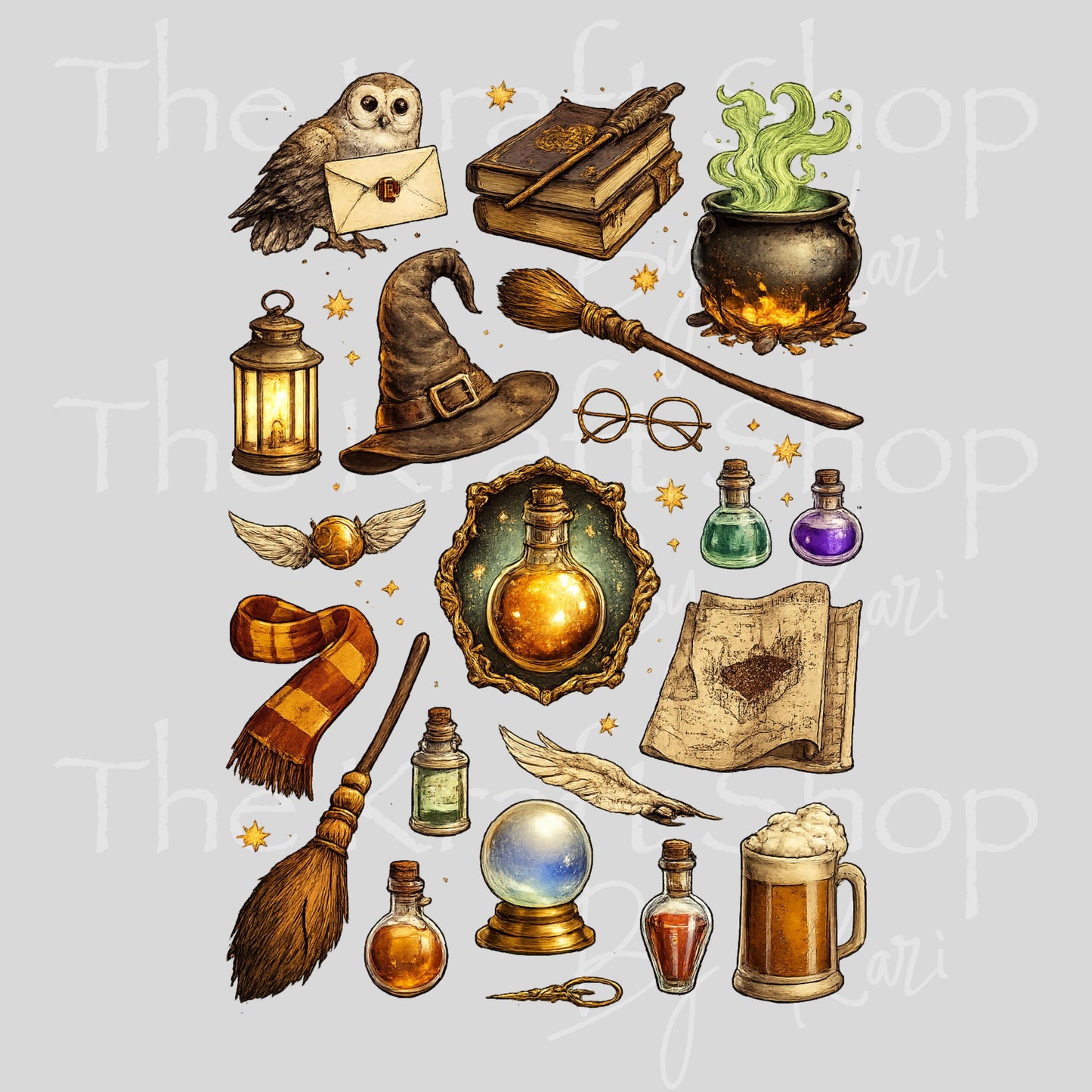 UV DTF Sticker print Wizard Element sheet clip art for projects 9x6 decal #4612