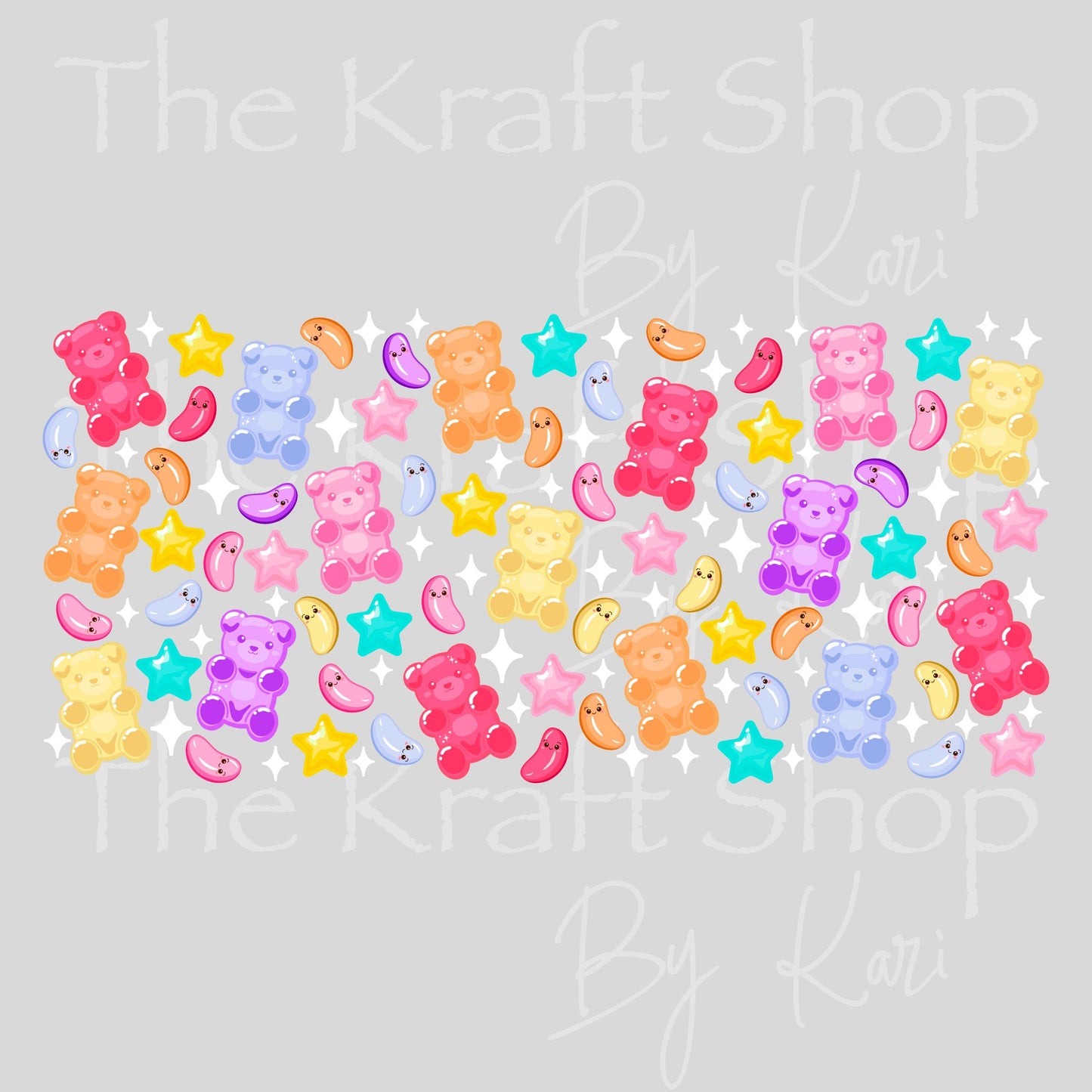 UV DTF Sticker print. Jelly Bears candy wrap decals tumbler decal. Glass can wrap. Tumbler wrap #5502