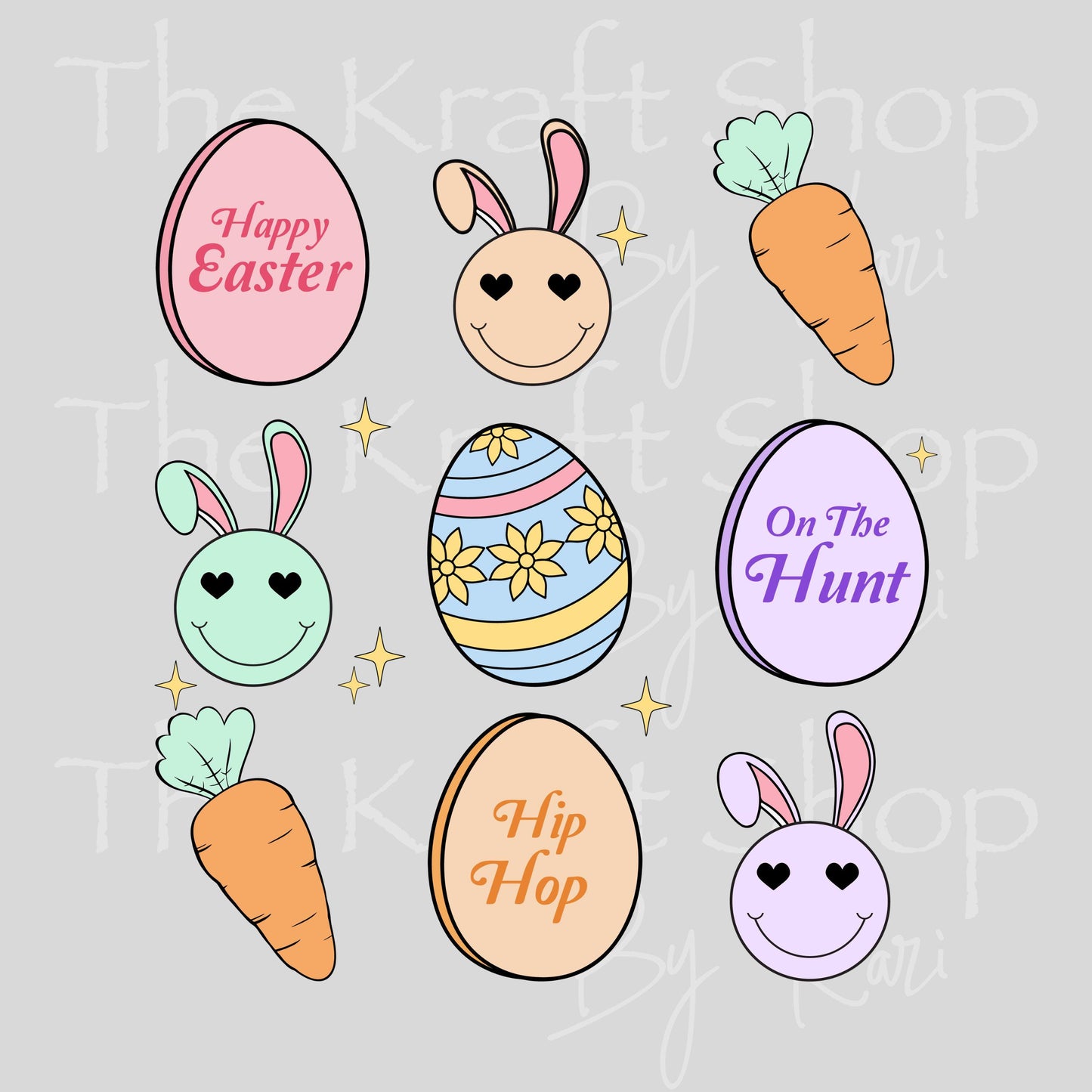 UV DTF Sticker prints. Smiley Face Easter Coquette decal, permanent sticker. UV wrap for glass can tumbler. #7652