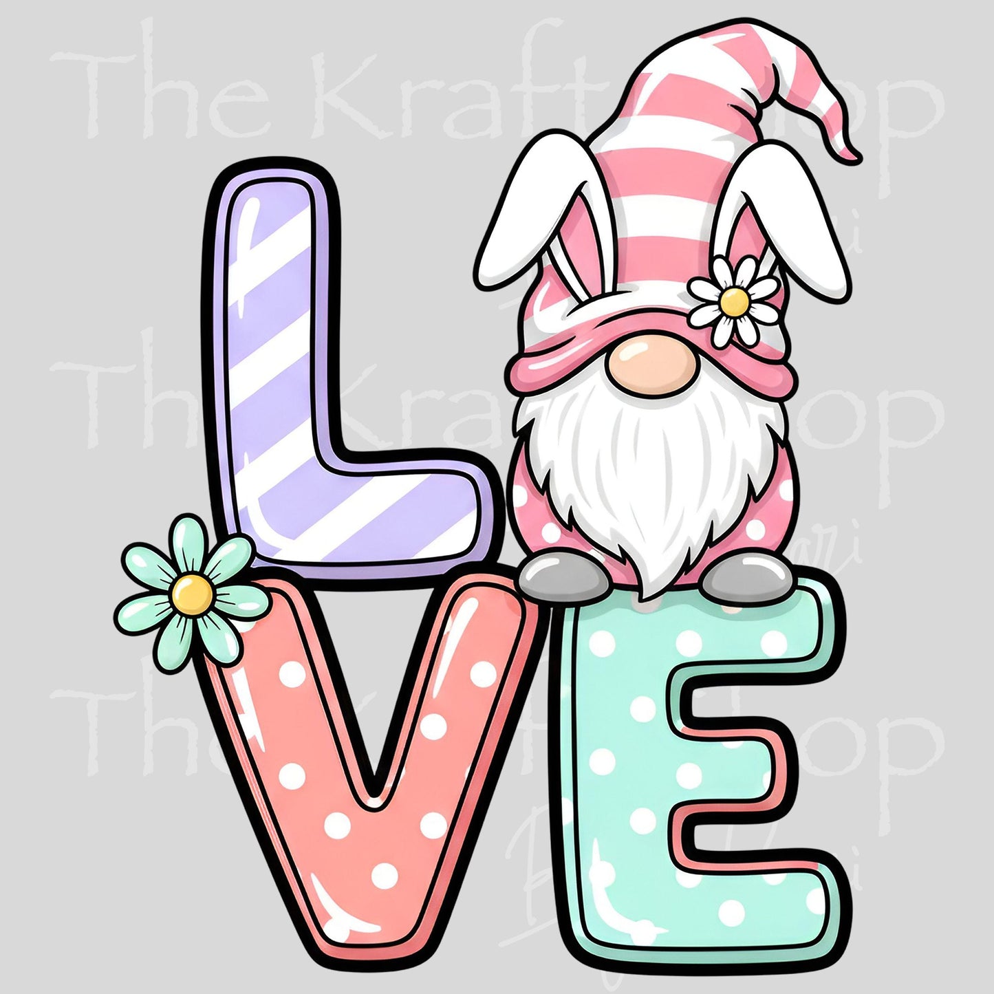 UV DTF Sticker print Easter Love Gnome decal, tumbler decal, permanent sticker. #7654