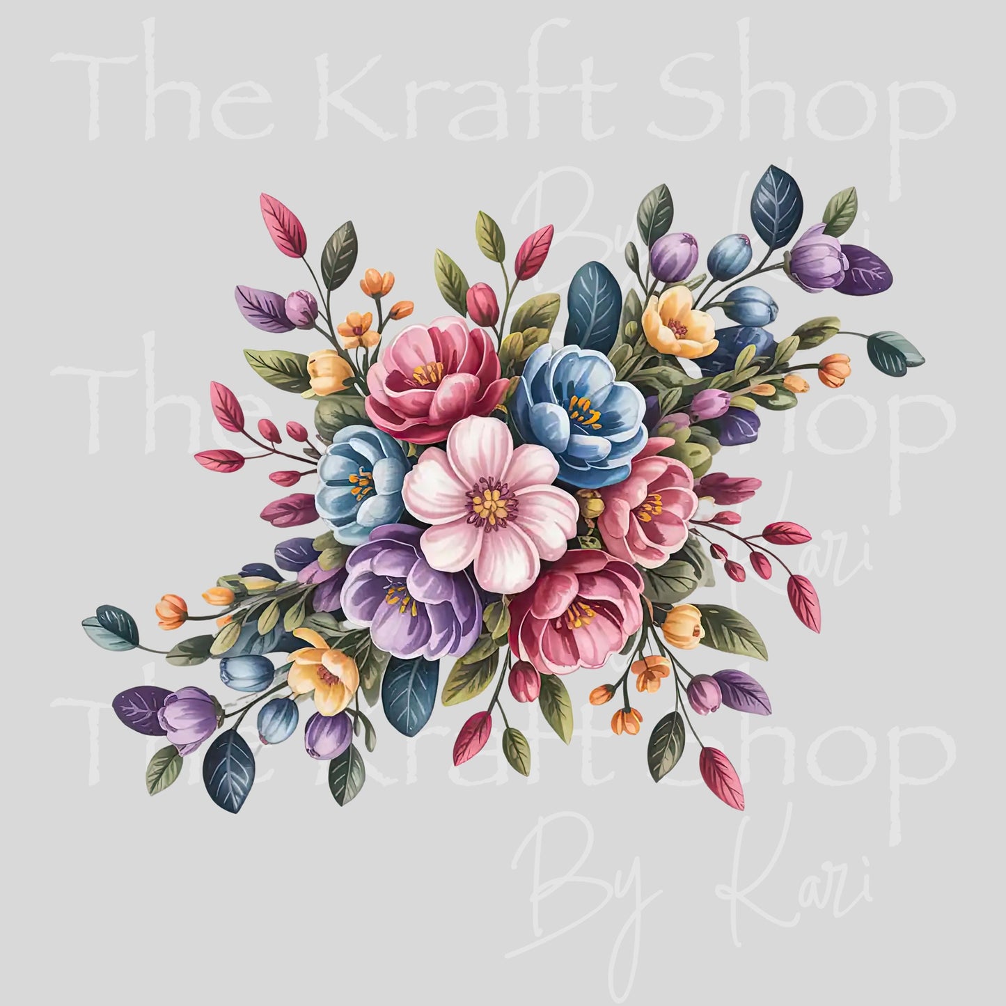 UV DTF Sticker print. Purple pink blue flowers wrap decals tumbler decal. #5505