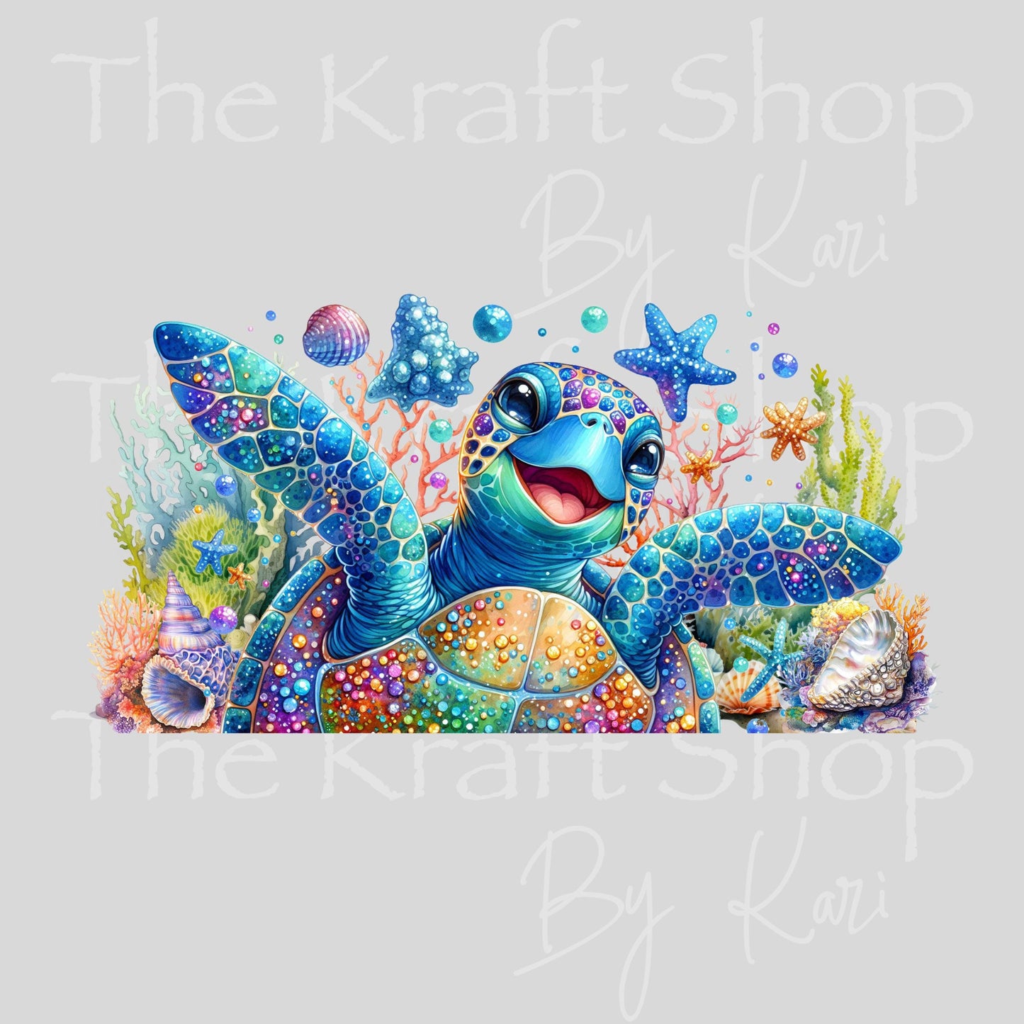 UV DTF Sticker print. Under The Sea Turtle Wrap decal. Glass can wrap. #5507