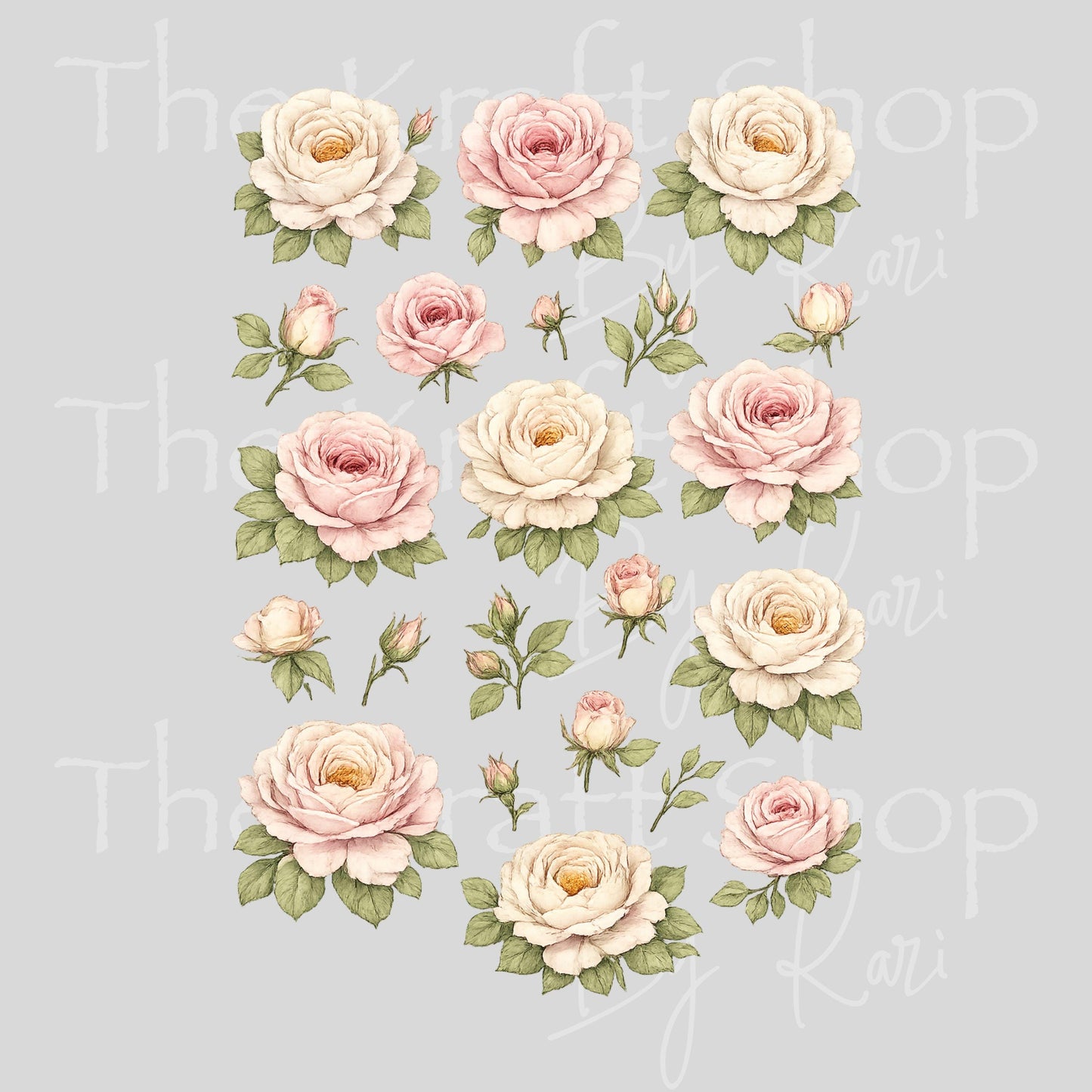 UV DTF Sticker print Off white pink rose Element sheet 8x5.5 decal, tumbler decal, permanent sticker. #10420