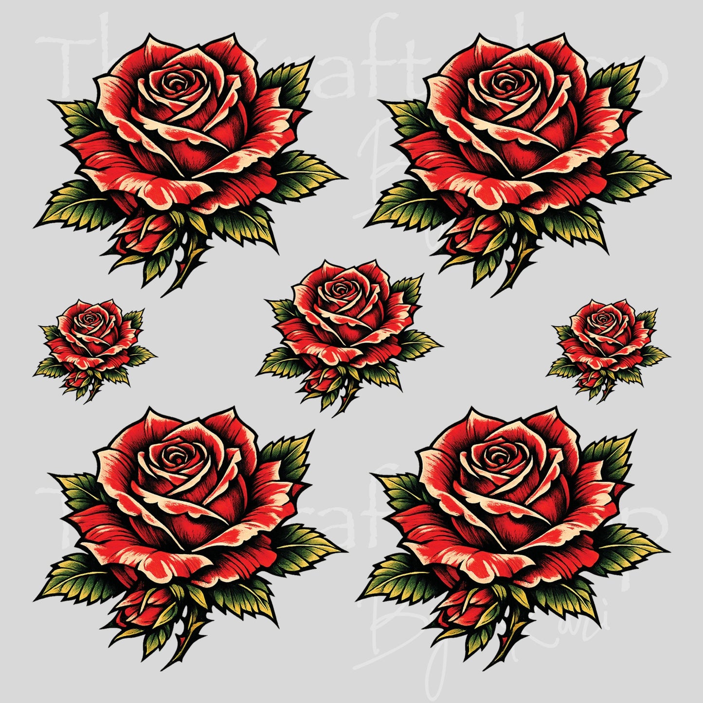 UV DTF Hand painted Rose like Element sheet 6x6 decal, tumbler decal, permanent sticker. #10454