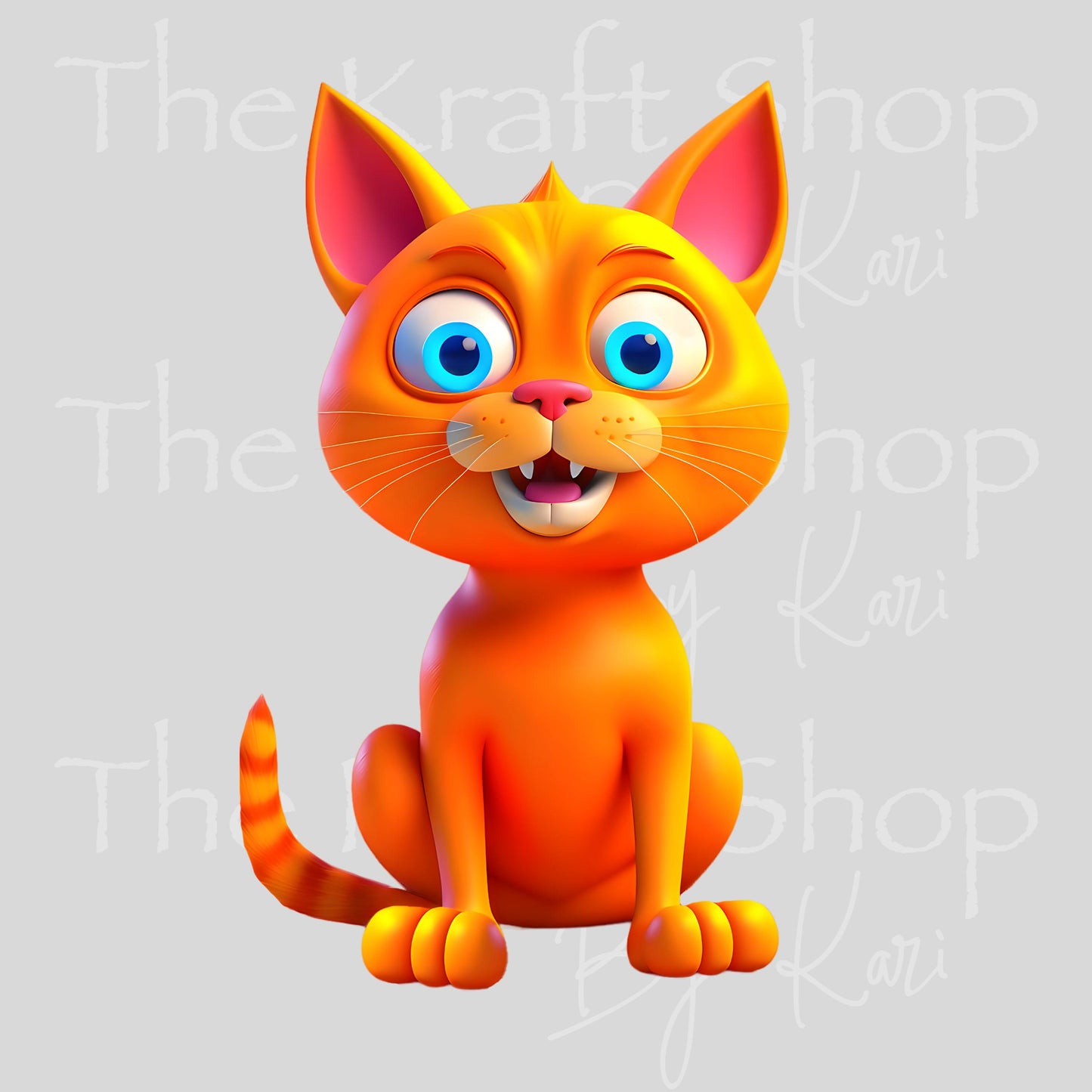 UV DTF Funny Orange Cat with big eyes decal #1119