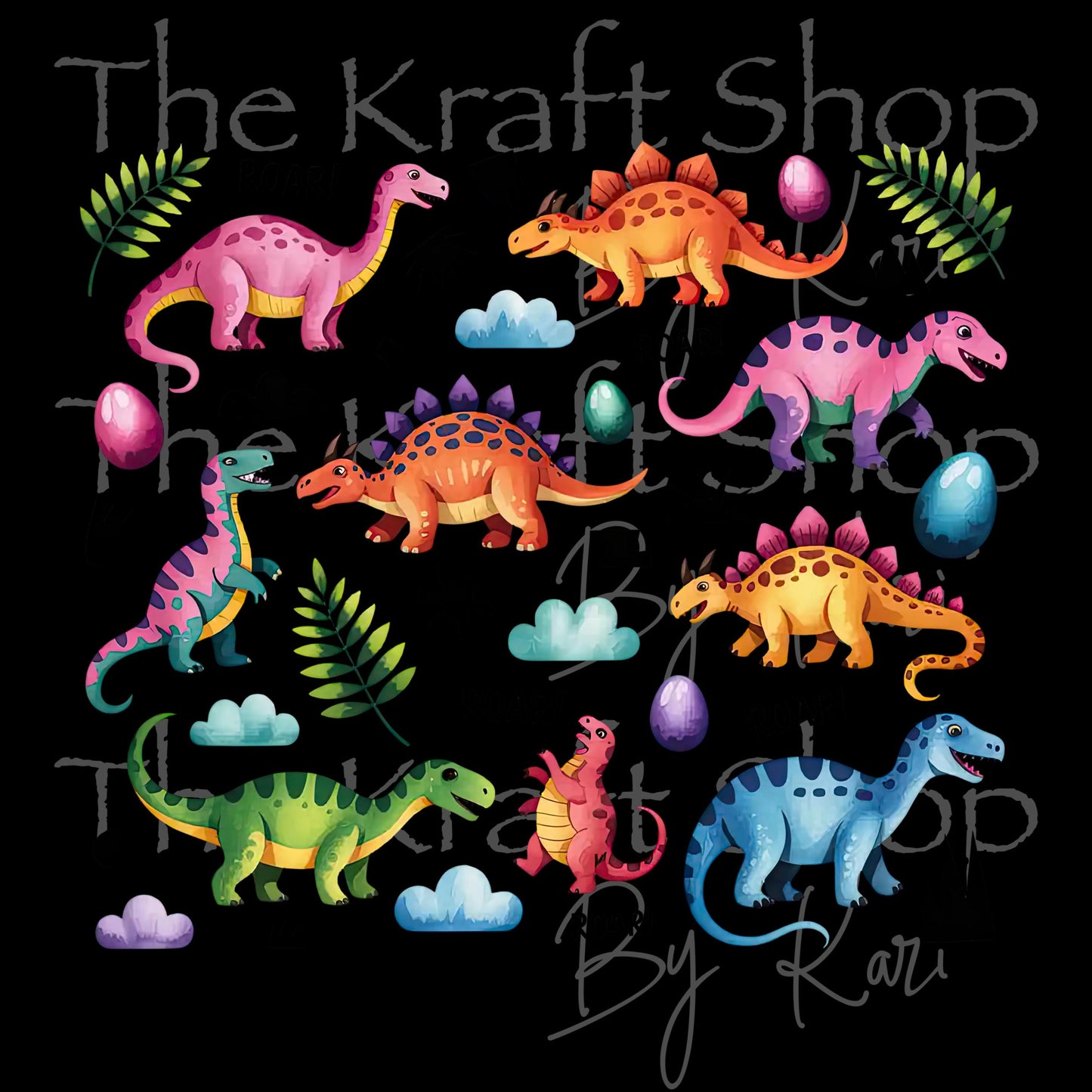 UV DTF Dino element sheet of decals, permanent sticker.#10182