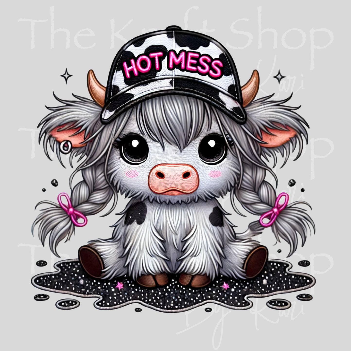 UV DTF Hot Mess Trucker Hat Cow sarcastic funny decal #4636